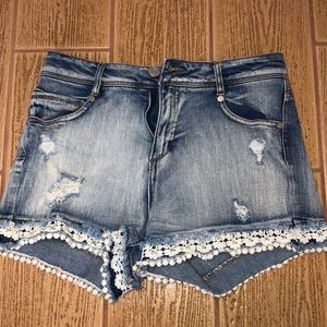 High waist jean shorts